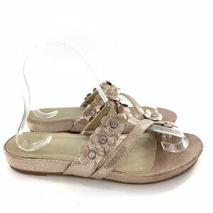 Madeline Stuart sandals 6.5 rose gold metallic floral toe ring costal granny